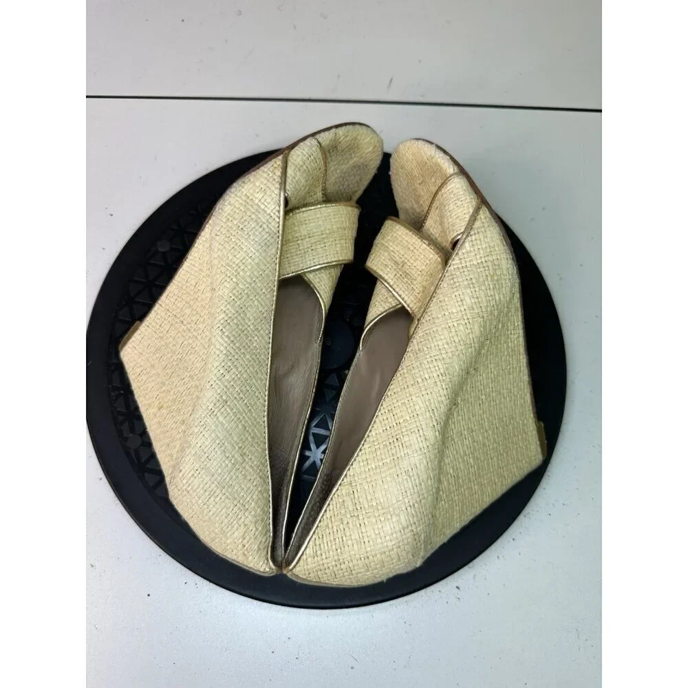Diane von Furstenberg Wedges Peep Toe Heel Wicker Sz 8M